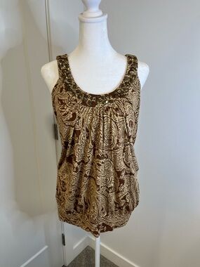 RICKI’S Brown/Tan Paisley Scoop Neck Tank Top - FREE SHIPPING on Bundles $85+